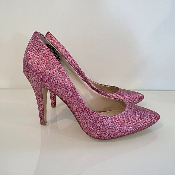 BCBGeneration Pink Woven Stiletto Heels 👠 Size 7 - Picture 2 of 14